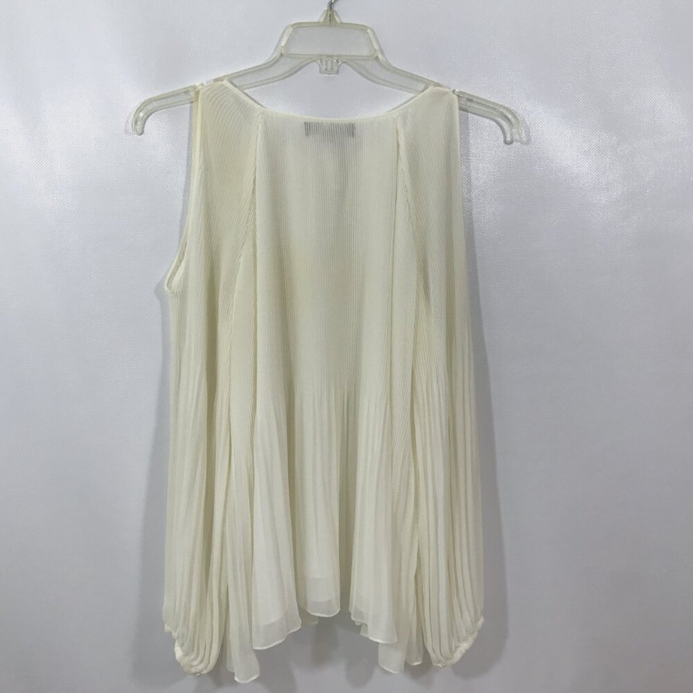 Sanctuary Accordion Pleat Cold Shoulder Tunic Blouse Ivory L - Picture 8 of 10